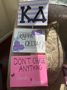 Kappa Delta Sorority - set of 3 Canvas Wall Art